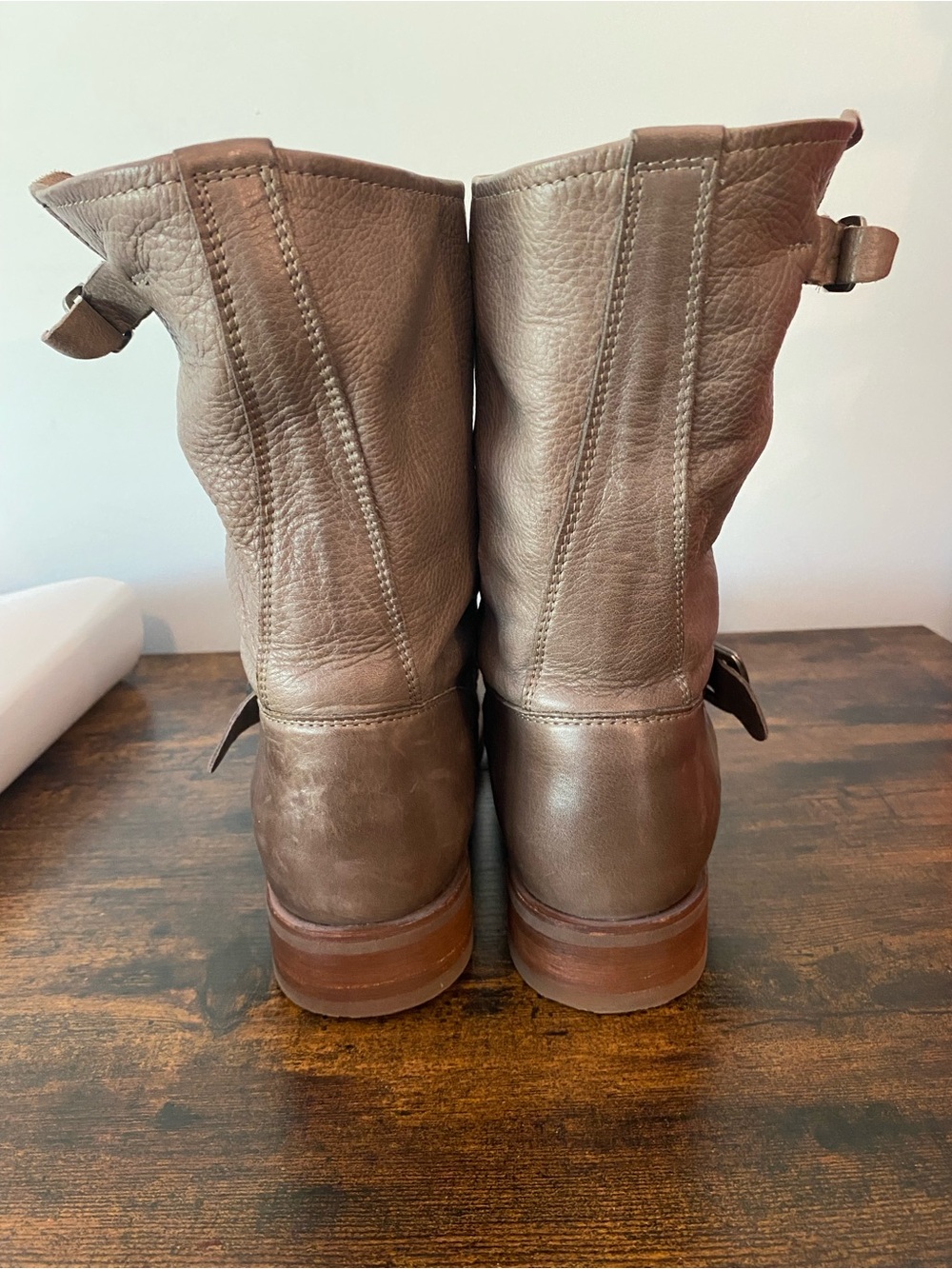 Frye Veronica Flex Short Taupe Leather Boots - Picture 5 of 13